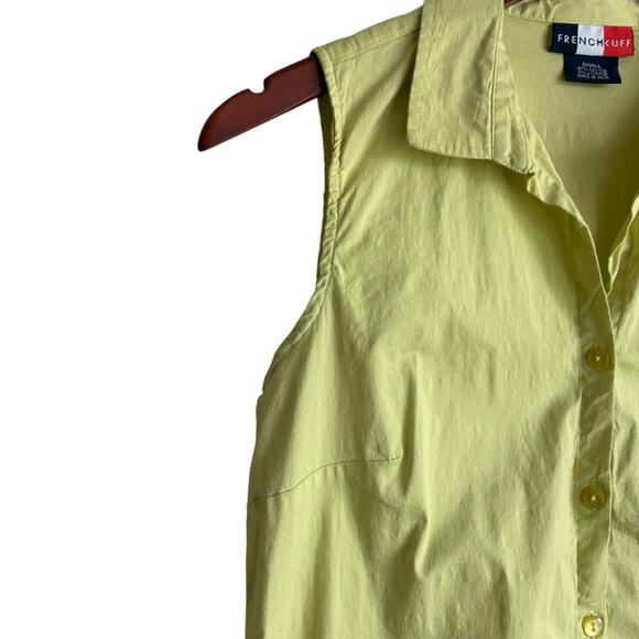 French Kuff Women Top S Chartreuse Cotton Stretch Casual Travel Preppy Comfy - Picture 7 of 10